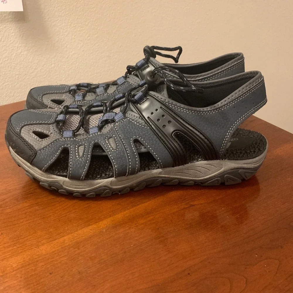Ozark Trail Men's Sport Hiking Sandals Shoes Quick Lace Outdoor Gray Blue Mens 9